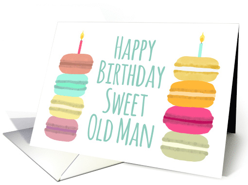 Old Man Macarons with Candles Happy Birthday card (1629750)