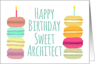 Architect Macarons with Candles Happy Birthday card