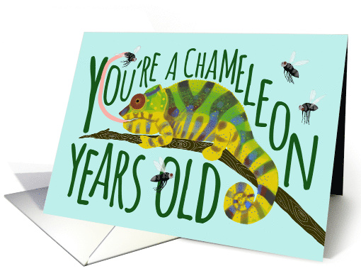 Funny Over the Hill Chameleon Pun Birthday card (1629996)