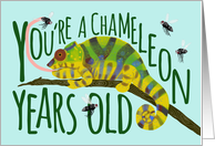 Funny Over the Hill Chameleon Pun Birthday card