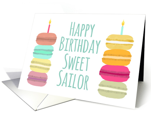 Sailor Macarons with Candles Happy Birthday card (1630080)