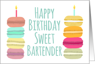 Bartender Macarons with Candles Happy Birthday card