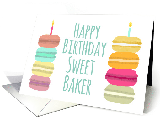 Baker Macarons with Candles Happy Birthday card (1630208)