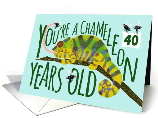 40 Year Old Birthday Getting Older Chameleon Pun card (1630238)