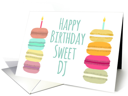 DJ Macarons with Candles Happy Birthday card (1630346)