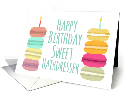 Hairdresser Macarons with Candles Happy Birthday card (1630466)
