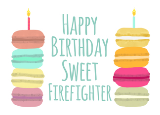 Firefighter Macarons with Candles Happy Birthday