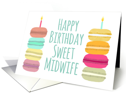 Midwife Macarons with Candles Happy Birthday card (1631022)