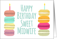 Midwife Macarons with Candles Happy Birthday card