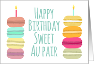 Au Pair Macarons with Candles Happy Birthday card