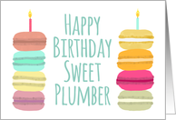 Plumber Macarons with Candles Happy Birthday card