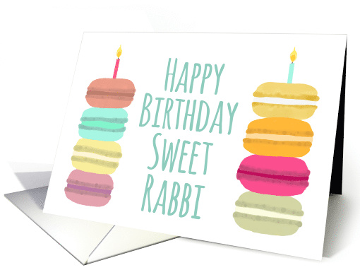 Rabbi Macarons with Candles Happy Birthday card (1634396)