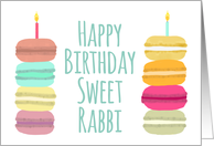 Rabbi Macarons with Candles Happy Birthday card