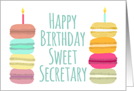 Secretary Macarons with Candles Happy Birthday card