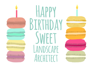 Landscape Architect Macarons with Candles Happy Birthday
