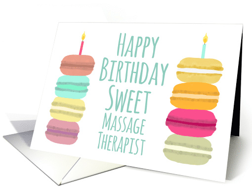 Massage Therapist Macarons with Candles Happy Birthday card (1634494)
