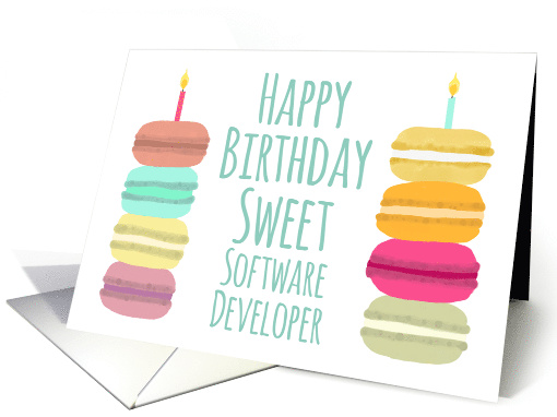 Software Developer Macarons with Candles Happy Birthday card (1634536)
