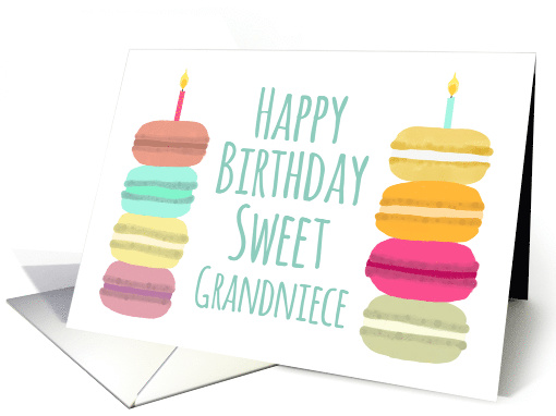 Grandniece Macarons with Candles Happy Birthday card (1634898)