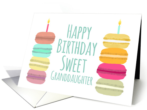 Granddaughter Macarons with Candles Happy Birthday card (1634972)