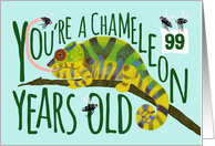 99 Year Old Birthday Getting Older Chameleon Pun card