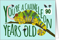 90 Year Old Birthday Getting Older Chameleon Pun card