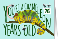 76 Year Old Birthday Getting Older Chameleon Pun card