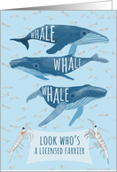 Whale Pun Congratulations on Becoming a Licensed Farrier card