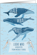 Funny Whale Pun Congratulations on Middle School Graduation card