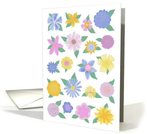 Colorful Drawn Flowers Blank Note card (1674130)