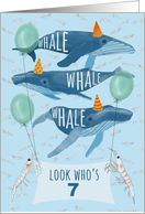 Funny Whale Pun 7th Birthday card