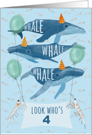 Funny Whale Pun 4th Birthday card