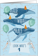 Funny Whale Pun 1st Birthday card
