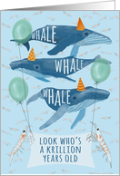 Funny Whale Pun Getting Older Birthday card