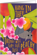 Bat in a Peach Tree Hang In There Encouragement card