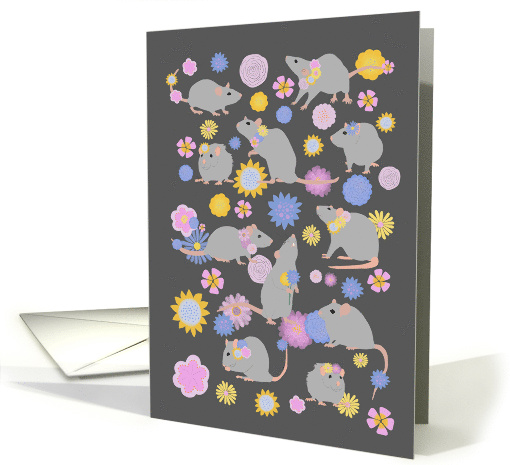 Rats and Flowers Blank Note card (1694724)