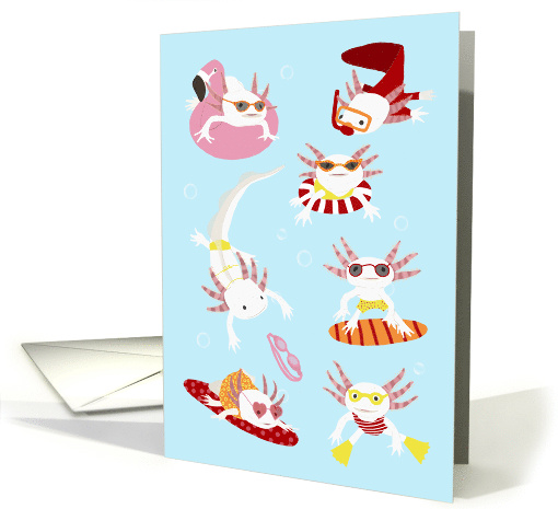 Axolotl Swim Party Blank Note card (1710342)