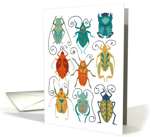Beetles Folk Art Get Well card (1734992)