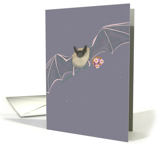 Bat with Bouquet of Flowers Get Well card (1746998)