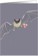 Bat with Bouquet of Flowers Blank Note card