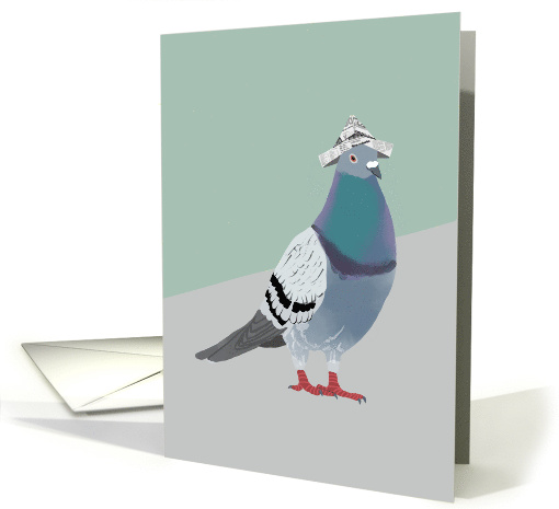Pigeon with Newspaper Hat Blank card (1758728)