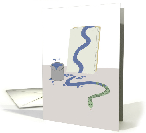 Snake Creating a Blue Abstract Painting card (1759260)