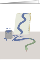 Snake Creating a Blue Abstract Painting card