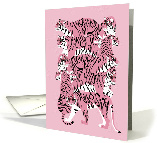 Pink Tigers Blank Note card (1809112)