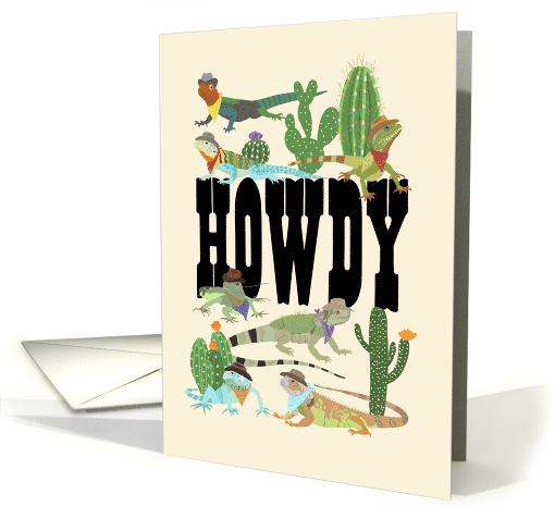 Cowboy Lizards Howdy Blank Note card (1891412)