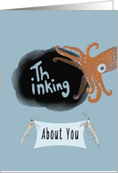 Thinking About You Inking Squid Pun Blank card