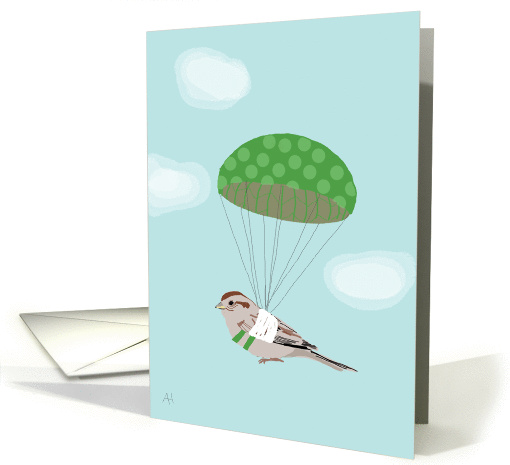 Parachuting Bird With a Broken Wing, feel better card (973815)