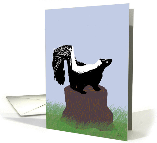 Skunk on a Stump, blank, note card (989027)