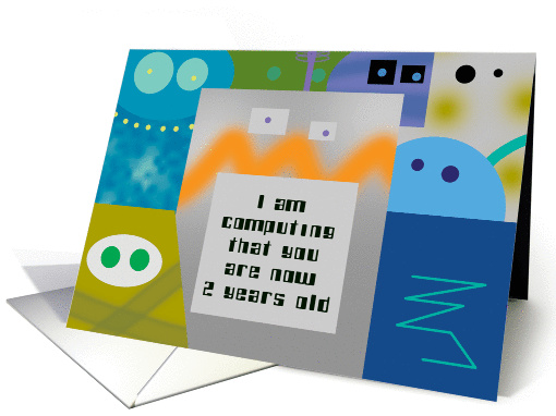 Robot Happy Birthday Card, 2 years old card (999663)