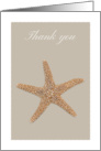 Thank you card with tan seastar, blank inside card