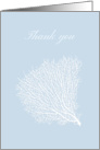 Thank you card with white fan coral, blank inside card